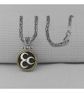 Üç Hilal Ortası Dönen 925 Ayar Gümüş Erkek Kolye