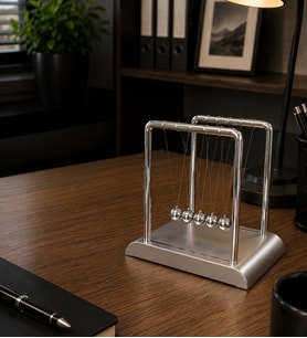 Newton Denge Topları Gümüş Renk – Metal Masaüstü Dekoratif Ofis Aksesuarı