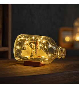 Led Işıklı El Yapımı İçinde Gemi İle Dilek Şişesi Şişe İçinde Gemi Maketi Masa Lambası 15 Cm