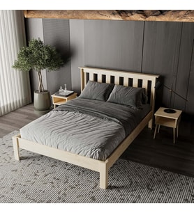 Shark New Model Masif Ahşap Karyola Kolay Kurulum Fırınlanmış İthal Sibirya Çamı 180x200 Yatak Uyumlu