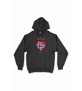Oslo Norveç Bayraklı Kalpli Siyah Sweatshirt Hoodie