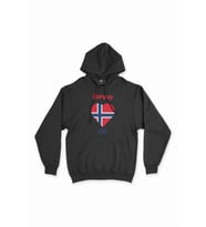 Oslo Norveç Bayraklı Kalpli Siyah Sweatshirt Hoodie