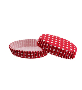 Cupcake Kalıbı Pet Kapsül Oval Model Kek Kalıbı (100 Adet) F11  Puantiyeli Kırmızı