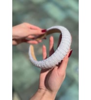 Kristal Boncuklu Kız Çocuk Yetişkin Beyaz Taç