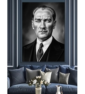 Mustafa Kemal Atatürk Portresi Dekoratif Kanvas - Mdf Ahşap Tablo