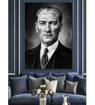Mustafa Kemal Atatürk Portresi Dekoratif Kanvas - Mdf Ahşap Tablo