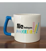Ne Bakıyon Hayırdır Baskılı Mavi Kulplu D Kupa