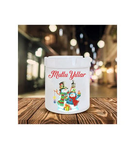 Yılbaşı Noel Temalı Baskılı Seramik Şık Küllük