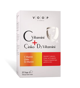 VOOP C Vitamini, D3 Vitamini ve Çinko 20 Saşe