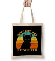 Best Cat Dad Ever Vintage Kedi Bez Çanta Uzun Saplı