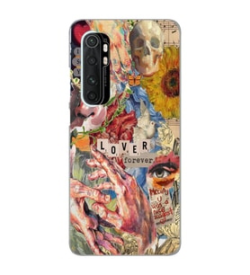 Xiaomi Mi Note 10 Lite Uyumlu Aesthetic Vintage Kolaj Desenli Şeffaf Telefon Kılıfı