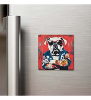 Bulldog - Bulldog - Güneş Gözlüklü Style - Buzdolap Magneti - 9x9 Cm