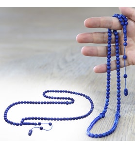 Ateş Kehribar Namaz Tesbihi - Sistemli - Mavi Renk - Özel Kesim
