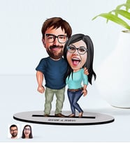 BK Gift Kişiye Özel İsimli Sevgililer Karikatürlü Ahşap Biblo Model-109