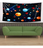 Kimyasal Bağlar Atom Molekül Desen Leke Tutmaz Kadife Doku Kumaş Duvar Örtüsü Duvar Halısı Tapestry (Çok Renkli)