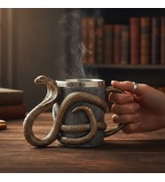 Yılan Tasarımlı Metal Kupa – Gotik Stil, Benzersiz Dekoratif Kahve Kupası” 🐍☕ (Lacivert)