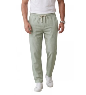 DeepSEA Yeşil Çizgi Dokulu Rahat Kesim Yazlık Spor Pantolon – Hafif Kumaş Modern Tasarım 2600263