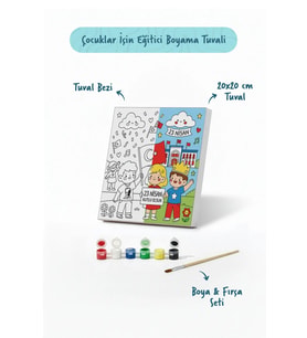 23 Nisan Temalı Çocuk Boyama Tuvali – Şövalesiz Boya Seti 20x20
