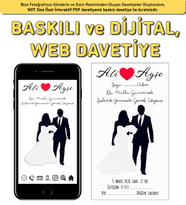 100 Adet Baskılı Davetiye+İnteraktif Dijital PDF Davetiyeniz Hediye