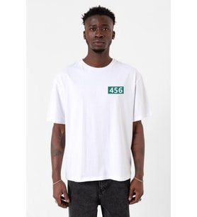 Squid Game Player 456 Beyaz Erkek Oversize Tshirt