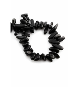 Obsidyen Doğal Taş Parlak Siyah Diş Kesim 18x6mm Dizi [AA]