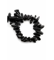 Obsidyen Doğal Taş Parlak Siyah Diş Kesim 18x6mm Dizi [AA]