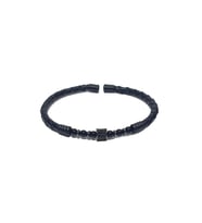 JTSS26BLK1772 PASLANMAZ ÇELİK BİLEZİK HAKİKİ DERİ KAPLAMA ZİRKON ONYX VE HEMATİT DOĞALTAŞLI GARANTİLİ JANTİ BİLEKLİK