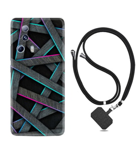 Xiaomi Mi 13 Lite Kılıf Silikon Boyun Askılı İpli Desenli Silikon Gri Zigzag 1706
