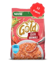 Nestle Gold Corn Flakes Çilekli Mısır Gevreği 310G x 12 Paket