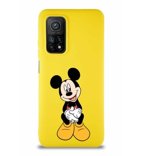 Xiaomi Mi 10T Soft Premier Kapak Mickey Mouse-A Tasarımlı Silikon Kılıf - Sarı (Şeffaf)