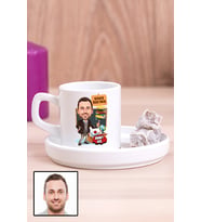 Erkek Rehber Öğretmene Özel Hediye Karikatürlü Concept Türk Kahvesi Fincanı