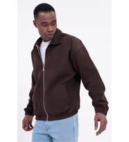 Erkek Basic Gabardin Kumaş Fermuarlı Oversize Mevsimlik Polo Yaka Ceket (Kiremit)
