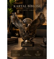 Çift Başlı Kartal Biblosu Selçuklu Heykeli Dekoratif Obje Altın Eskitme