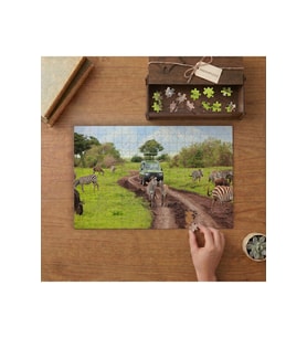 Zebralar - Amazon - Vahşi Hayvanlar Tasarımı 240 parça Ahşap Puzzle Ahşap Kutuda MP10139
