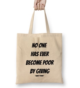 Anne Frank Quotes Gift - Vintage Retro Rainbow Style Bez Çanta Uzun Saplı