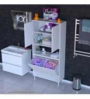 Modilayn MİLANO 75 X 160 cm 2 li Çamaşır Bölmeli Banyo Dolabı (Beyaz)