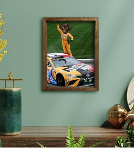 Evcil Dostlara Özel Nascar Pilotu Tasarımlı Portre Doğal Masif Ahşap Çerçeveli Tablo 30x40cm-1