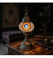 House Pratik ML05 Otantik Mozaik Masa Lambası - Nostaljik Osmanlı Gece Lambası Dekoratif Abajur