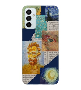 Samsung Galaxy M13 Uyumlu Vincent van Gogh Kolaj Desenli Şeffaf Telefon Kılıfı