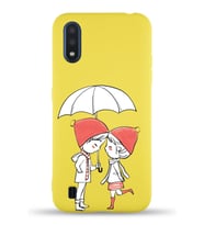 Samsung Galaxy M01 Uyumlu Lansman Kılıf Aşk Tasarımlı İçi Kadife Kapak-Sarı (Şeffaf)