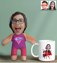 BK Gift Kişiye Özel Fotoğraflı Pembe Süper Anne Bebek Yastık ve Kupa Bardak Hediye Seti-2, Anneye Hediye, Anneler Günü Hediyeleri