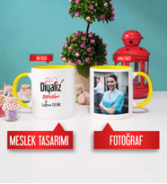 Diyaliz Teknikerine Hediye Diyaliz Teknikeri Kupa Bardak Sarı Fotoğraflı
