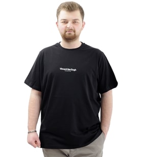 Mode XL Büyük Beden Baskılı Erkek T-Shirt Bisiklet Yaka VAN GOGH U24040 Siyah