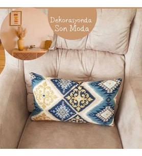 Çift Tarafı Baskılı Dekoratif Modern Kırlent Kılıfı Ve Silikon Dolgulu Iç Yastık