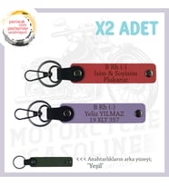 Motosiklet Maceracılarına, İsim Plaka ve B Rh (-) Kan Grubu, x2 Set Anahtarlık, Nar Çiçeği-Mor-Ysl