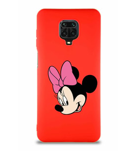 Xiaomi Redmi Note 9 Pro Soft Premier Kapak Minnie Mouse-B Tasarımlı Silikon Kılıf - Kırmızı (Şeffaf)