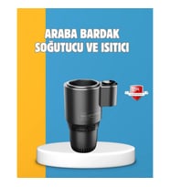 Mey İthalat® Dijital Ekranlı Akıllı Bardaklık Araç İçi Termal Isıtıcı Soğutucu