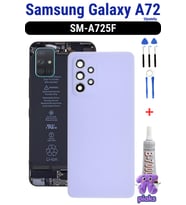 Samsung Galaxy A72 Arka Kapak Pil Batarya Kapağı Kamera Lensli SM-A725F Uyumlu + Tamir Kiti