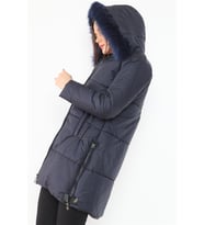 Dewberry Kadın %100 Polyester Kaban Lacivert Z6668 Günlük Dış Giyim, Şehir ve Ofis Stili, Hafta Sonu Kombini