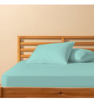 %100 Pamuklu Çift Kişilik Lastikli Çarşaf 180x200+25  50x70 Yastık Kılıfı ( 2 Adet ) (Su Yeşili)